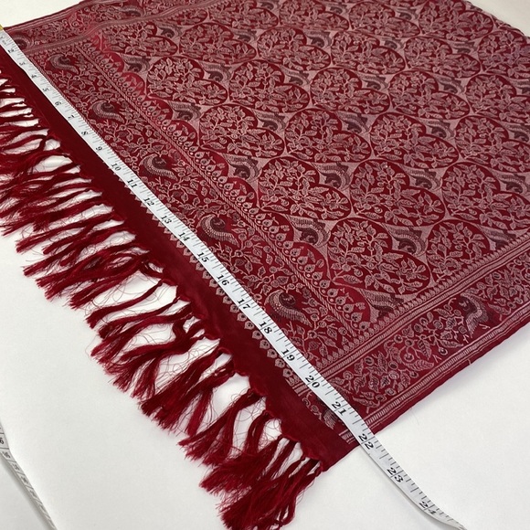 100% Silk Red Heart and Floral Design Table Runner  22”x76” - Picture 5 of 7